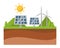 Sun solar energy panel and windmill power electricity technology vector.