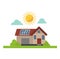 Sun solar energy vector house