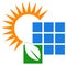 Sun and solar panel logo