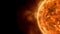 Sun star surface with solar flares, burning of sun animation 3D rendering