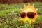 Sun summer sunglasses yellow concept,  colorful