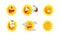 Sun with Sunbeams Having Smiling and Angry Frowning Face Vector Set.