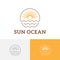 Sun Sunburst Sea Wave Monoline Vintage Travel Logo