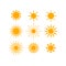 Sun and sunrays various vector icon set.