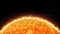 Sun Surface Texture. Close View of Solar Atmosphere, Warm Surface and Fiery Edge.