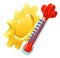 Sun and Thermometer Weather Icon Concept