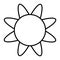Sun thin line icon. Stylized sun vector illustration isolated on white. Sunshine outline style design, designed for web