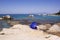 Sun umbrella on a beach. Orange beach, Greece