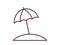 Sun umbrella on the beach outline icon