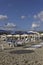 Sun umbrellas on Marina di Massa beach