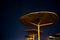 Sun umbrellas during starry night in Vama Veche beach