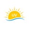 Sun UV Rays SPF Protect Radiation Silhouette Icon. Summer Sunblock Protection Ultraviolet Rays UVA UVB Defense Skin