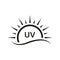 Sun UV Rays SPF Protect Radiation Silhouette Icon. Summer Sunblock Protection Ultraviolet Rays UVA UVB Defense Skin