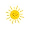 Sun - vector icon. Cute yellow sun with face. Emoji. Summer emoticon. Vector illustration