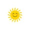 Sun - vector icon. Cute yellow sun with happy face. Emoji. Summer emoticon. Vector illustration