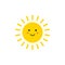 Sun - vector icon. Cute yellow sun with smiling face. Emoji. Summer emoticon. Vector illustration