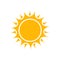 Sun vector icon. Summer sunshine illustration on white isolated