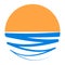Sun and water logo resort beach vacation coast stock illustration