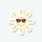 Sun wearing sunglasses sticker isolated on gray background