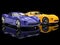 Sun yellow and crazy purple modern super sports concept cars