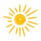 Sun yellow icon, warm summer weather symbol