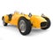 Sun yellow vintage open wheel sports racing car - closeup shot