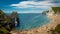 Sunbathers enjoying the warm sunshine on a weekend at Durdle Door