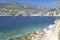 Sunbathers on rocks on Mediteranean on French Riviera, France