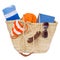 Sunbathing accessories in basket