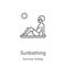 sunbathing icon vector from summer holiday collection. Thin line sunbathing outline icon vector illustration. Linear symbol for