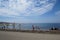 Sunbathing people on the Adriatic coast