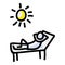 Sunbathing Vector Stick Figure Person Tanning In Sun. Hand Drawn Isolated Human Doodle Icon Motif Element in Flat Color