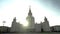 A sunbeam above the main building of Moscow State University. General view.