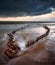 The Sunbeam ship wreck on the Rossbeigh beach at sunset, Ireland