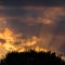 The sunbeams in the arch over the treetop