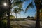 Sunbeams burst through palm fronds on Florida Gulf beach