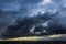 Sunbeams cut through ominous storm clouds over midtown Atlanta