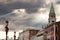 Sunbeams, Grey Skies, and St. Marks Tower in Venice, Italy