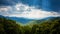 Sunbeams and Storm Clouds Over Appalachian Mountains From Blue R