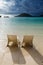 Sunbeds on the beach in Seychelles