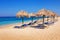 Sunbeds on Plaka beach, Naxos island