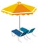 Sunbeds and umbrella