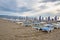 Sunbeds and umbrellas on the calabrian beach