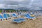 Sunbeds and umbrellas on the calabrian beach