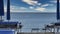 Sunbeds and umbrellas on a Ligurian beach