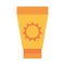 Sunblock bottle lotion protection flat icon style