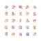 Sunburn and sunstroke prevention RGB color icons set