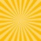 Sunburst background. Yellow rays with halftone effect. Shine sun retro style. Sunset party design. Graphic frame with radial lines