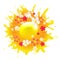 Sunburst Banner With Flowers And Sun