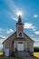 Sunburst over the historic Nordland Lutheran Church in Saskatchewan, Canada